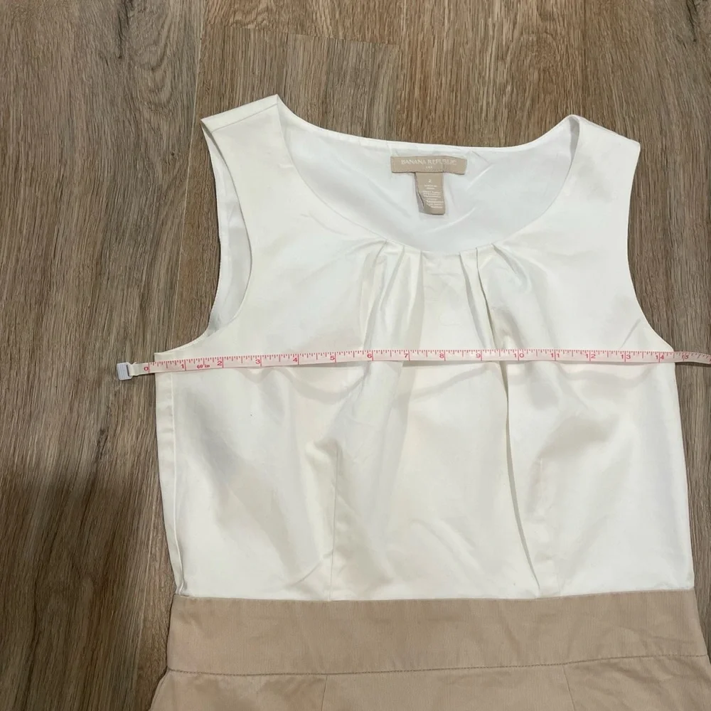 Banana Republic White and Tan Sleeveless Dress- Size 2 - Picture 8 of 12